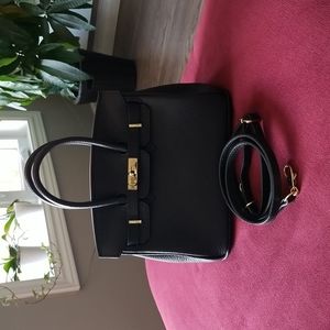 Birkin-Style Purse in Black Gold Hardware